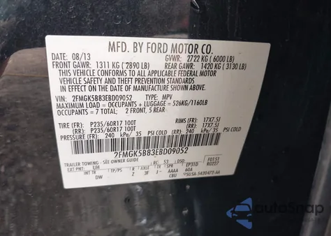 2014 Ford Flex Se из США, поврежденный, VIN 2FMGK5B83EBD09052